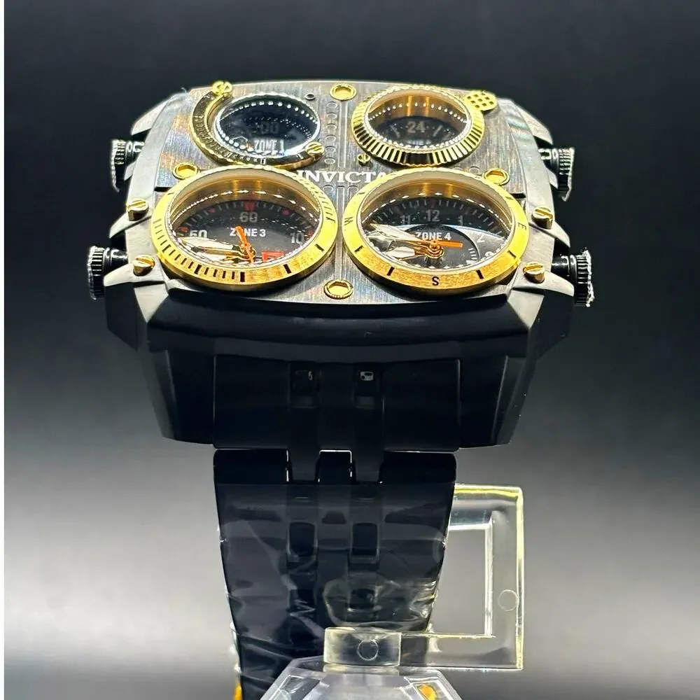 Invicta Aviator Zulu Time 49606 4 Time Zone 50mm Black Men’s Watch NIB